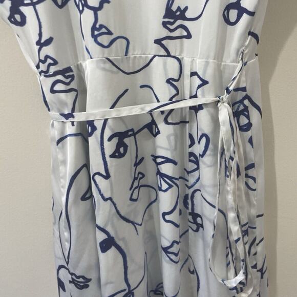 Hutch Printed Rosa Artsy Wrap Short Sleeve Tiered Midi Dress Faces White Size XS - Picture 11 of 11
